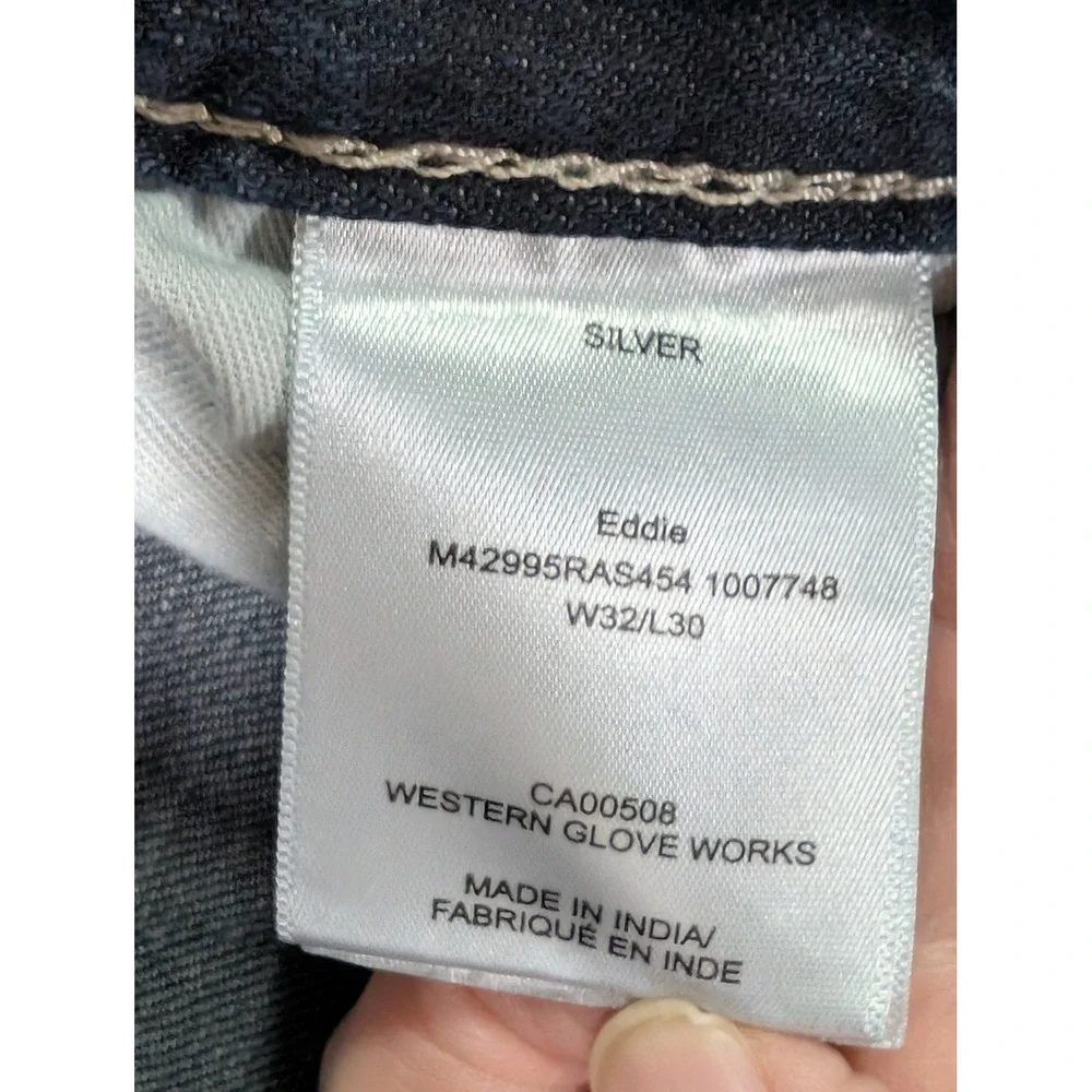 Silver Eddie Jeans Mens 32x30‎ Blue Relaxed Straight